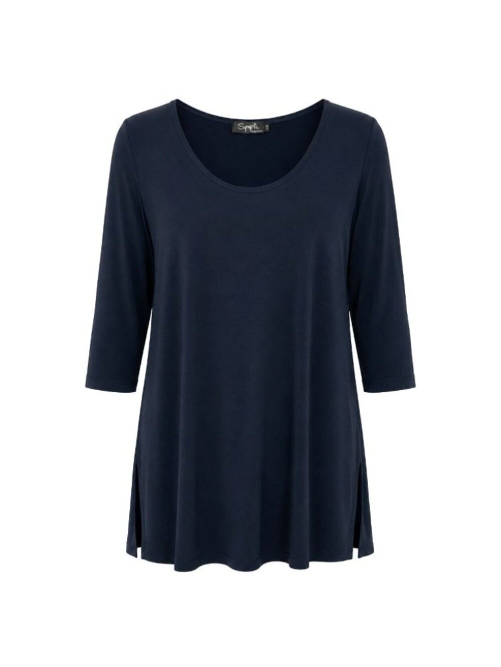 Sympli Women's Tunic Top Navy Blue Travel Knit 3/4 Sleeve EUC Plus Size 1G / 1X